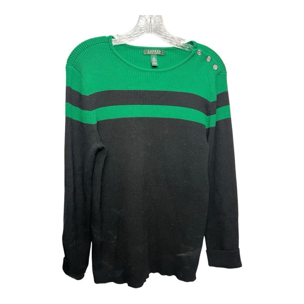 Lauren Ralph Lauren Sweater Womens XL Pullover Green Black Casual Preppy
